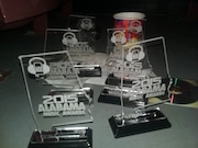 Mobile-based producer Ron G. shared a photo Sunday night of several Alabama Music Awards he collected on behalf of Mobile-based artists. (Courtesy of Ron Suggs Jr.)