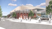 A rendering of the proposed new Civic Center arena in downtown Mobile, Ala.