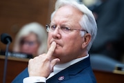 UNITED STATES - JUNE 23: Rep. Jerry Carl, R-Ala., attends the House Armed Services Committee hearing titled The Fiscal Year 2022 National Defense Authorization Budget Request from the Department of Defense, in Rayburn Building on Wednesday, June 23, 2021. Defense Secretary Lloyd J. Austin III, and General Mark A. Milley, chairman of the Joint Chiefs of Staff, testified. (Photo By Tom Williams/CQ-Roll Call, Inc via Getty Images)