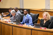 Mobile City Council President C.J. Small oversees the council's meeting on Tuesday, Nov. 21, 2023, at Government Plaza in downtown Mobile, Ala.