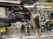 Workers at Mercedes-Benz U.S. International in Vance, Ala., celebrated the beginning of electric SUV production Thursday, Aug. 25, 2022. (William Thornton / wthornton@al.com)