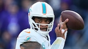 Miami Dolphins quarterback Tua Tagovailoa passes during an NFL game against the Baltimore Ravens on Dec. 31, 2023, at M&T Bank Stadium in Baltimore.