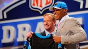 Auburn Quarterback Cam Newton poses for photographs with NFL commission Roger Goodell after he was selected as the first pick overall by the Carolina Panthers in the first round of the NFL football draft at Radio City Music Hall Thursday, April 28, 2011, in New York. (AP Photo/Stephen Chernin)